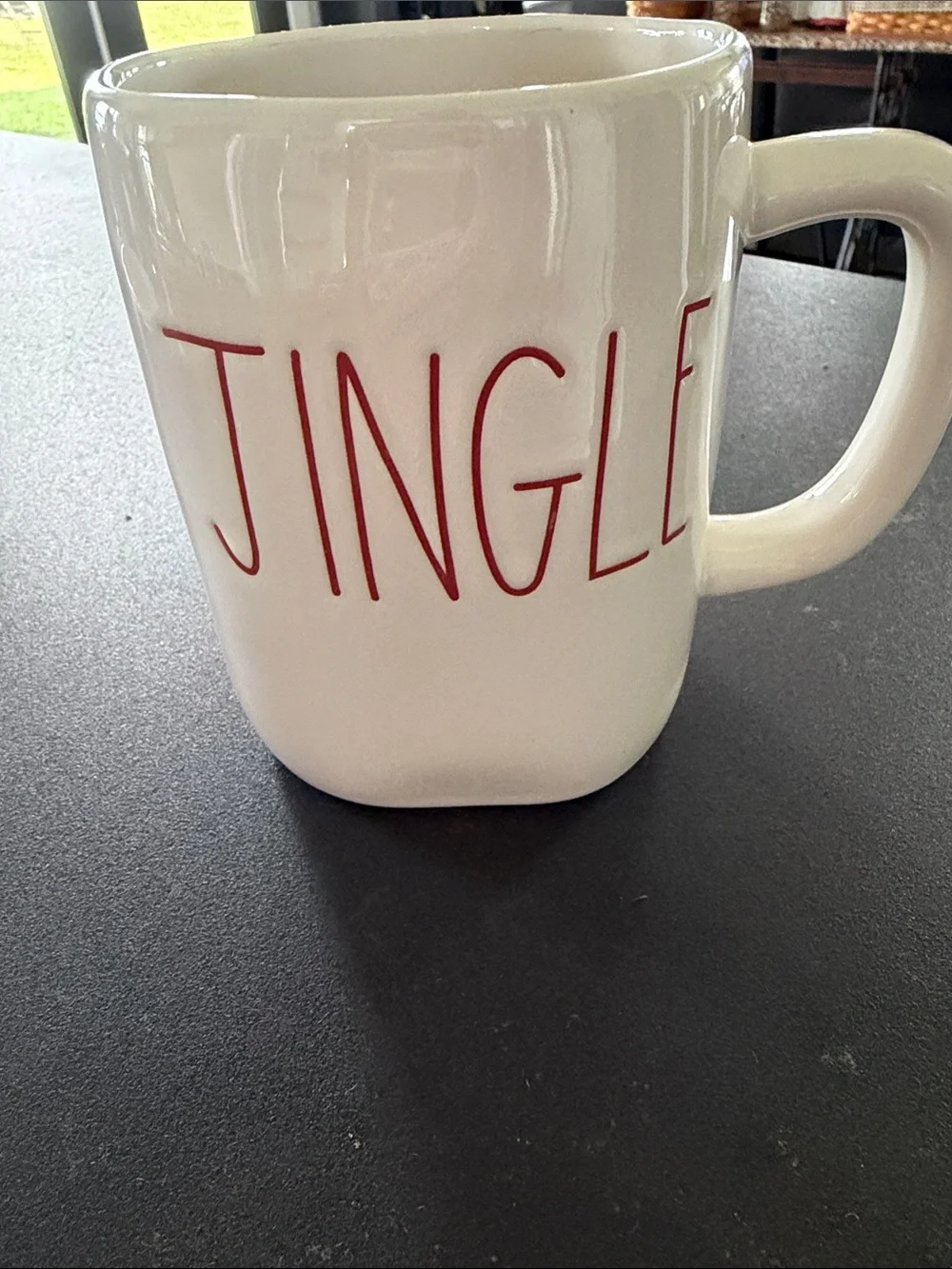 Rae Dunn White Mug with Red 